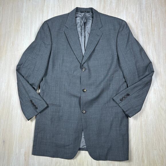 Hugo Boss Gray Wool Three Button Classic Business Work Men's Blazer Jacket 44L - Picture 1 of 16